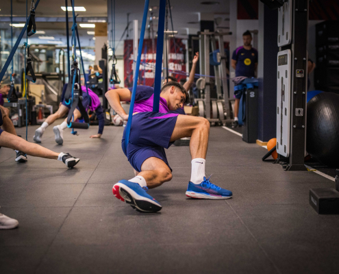 Label.Aria. Sesión de recuperación de Barcelonabadge Para unos pocos con el descanso internacional sobre nosotros, los jugadores del primer equipo que no se quedan con sus equipos nacionales tienen una etiqueta del primer equipo de la sesión de gimnasio ligero.