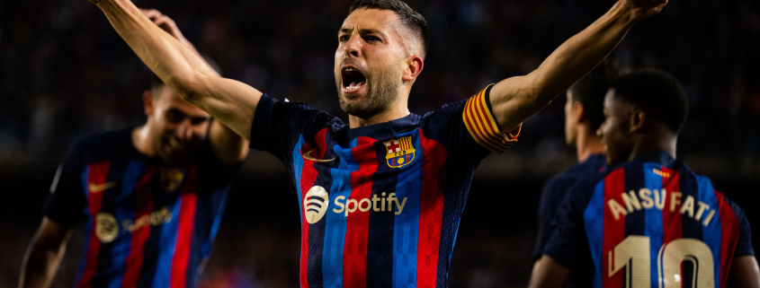 Label.Aria.Barcelonabadge Jordi Alba para retirar el jugador con la novena mayoría de las apariciones para el Barça para colgar botas al final de la temporada.
