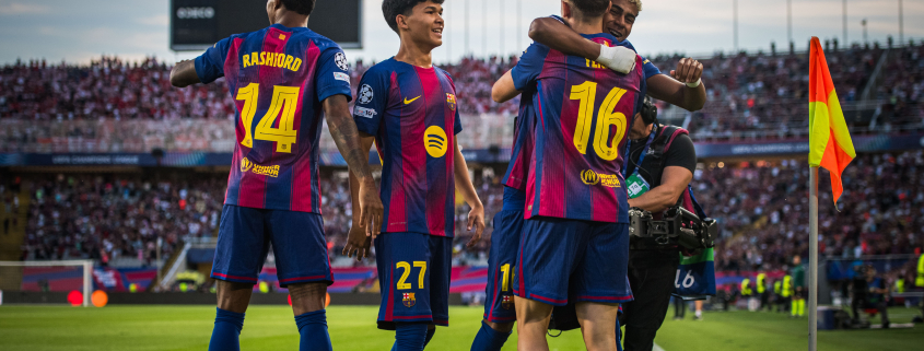 label.aria.barcelonabadge Seis goles de ventaja para el Clásico (6-1) Los de Hansi Flick logran su segunda victoria en Europa, con un hat-trick de Fermín, un doblete de Rashford y un penalti de Lamine Yamal Primer Equipo label.aria.clock Hace 36 min