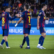 label.aria.barcelonabadge Seis partidos claves El Barça afronta el derbi contra el Girona, más retos de Champions El Clásico en el Bernabéu entre parones de selecciones Primer equipo label.aria.clock 11 oct 25