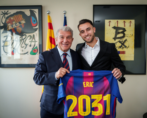 label.aria.barcelonabadge Eric 2031: 'Es un sueño hecho realidad' El catalán hace oficial su renovación de contrato en presencia del presidente Joan Laporta, sus seres queridos y miembros de la Comisión Deportiva del primer equipo label.aria.clock Hace 2 horas