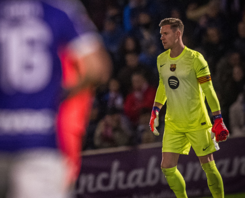 label.aria.barcelonabadge Ter Stegen vuelve con la portería a cero El portero alemán regresa y comienza los octavos de final de la Copa del Rey y se marcha con la portería a cero Primer equipo label.aria.clock Hace 2 horas