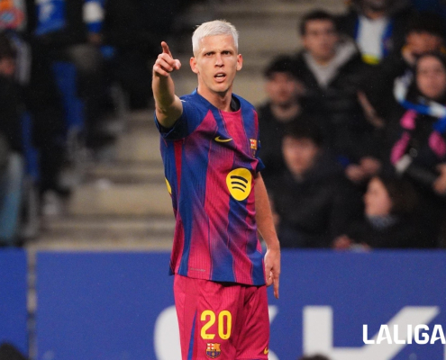 label.aria.barcelonabadge Dani Olmo, primer goleador del año El centrocampista del Barça abre el marcador en el triunfo blaugrana por 2-0 en el derbi ante el Espanyol Primer Equipo label.aria.clock 28 dic 25
