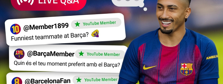 label.aria.barcelonabadge EN VIVO: El jugador del Raphinha FC Barcelona responderá a las preguntas de los socios en el canal de YouTube del Club Primer Equipo label.aria.clock Hace 22 Minutos
