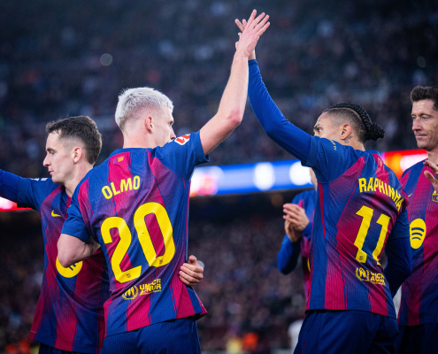 label.aria.barcelonabadge LaLiga y Copa del Rey, protagonistas en febrero Los blaugranes se toman un respiro de los compromisos europeos, con la liga y la copa nacionales como protagonistas Primer Equipo label.aria.clock hace 1 hora