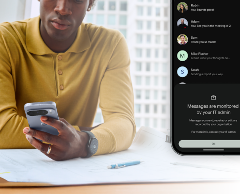 Simplifique el cumplimiento del correo electrónico para empresas con Android RCS Archival en Pixel Los dispositivos Android Enterprise y Google Pixel se benefician de RCS Archival para ayudar a los administradores de TI a configurar y mantener fácilmente registros compatibles.