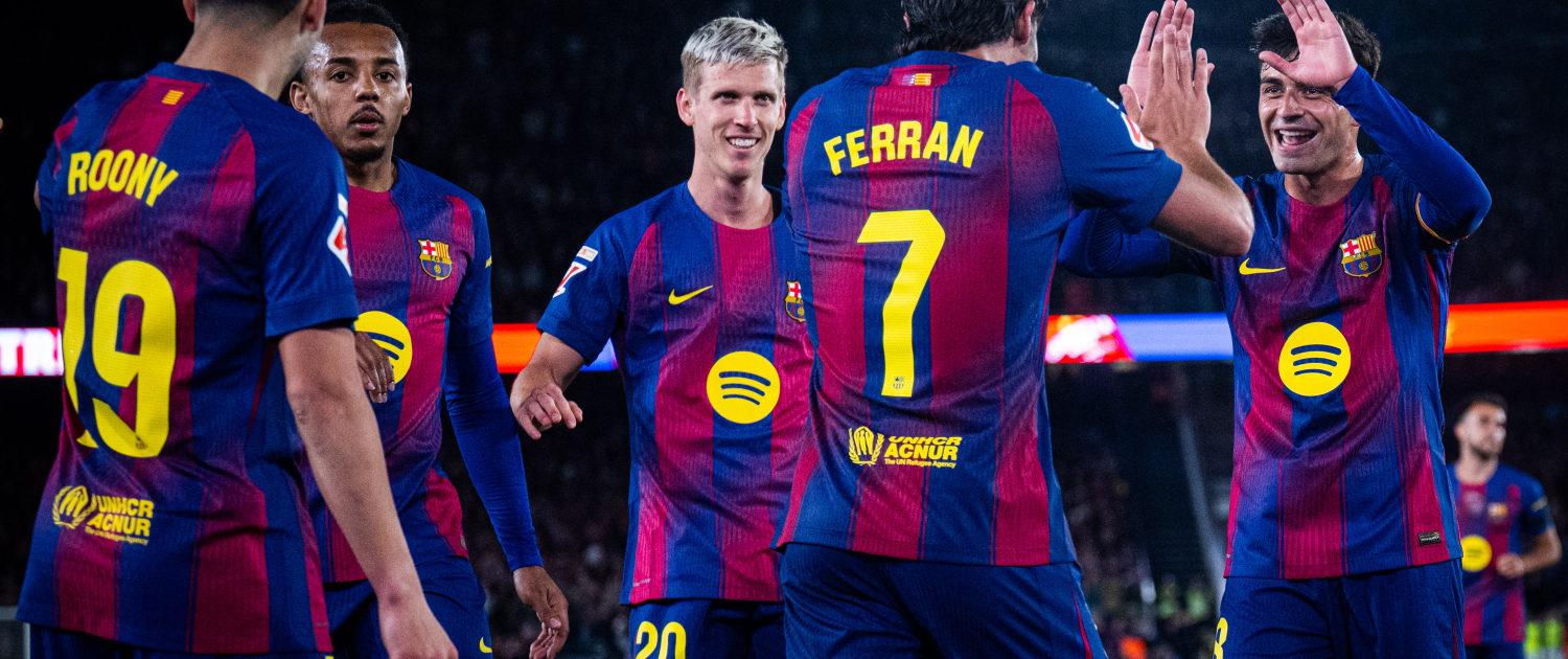 Escudo del FC Barcelona LaLiga se decidirá fuera de casa Cuatro de los seis partidos que le quedan al FC Barcelona se jugarán fuera de casa Primer Equipo Fecha publicada hace 23 horas