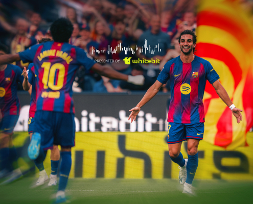 Escudo del club FC Barcelona El gran derbi gana el mejor momento de abril La victoria por 4-1 contra el Espanyol recibe la mayor cantidad de votos como el momento más destacado de las últimas cuatro semanas Primer equipo Fecha de publicación Hace 26 minutos
