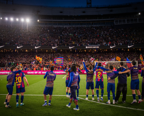 Escudo del FC Barcelona Todas las estadísticas de 57 puntos de 57 en casa Repasamos algunos de los números del pleno de victorias del Barça en casa en el primer equipo de La Liga Fecha de publicación Hace 1 hora