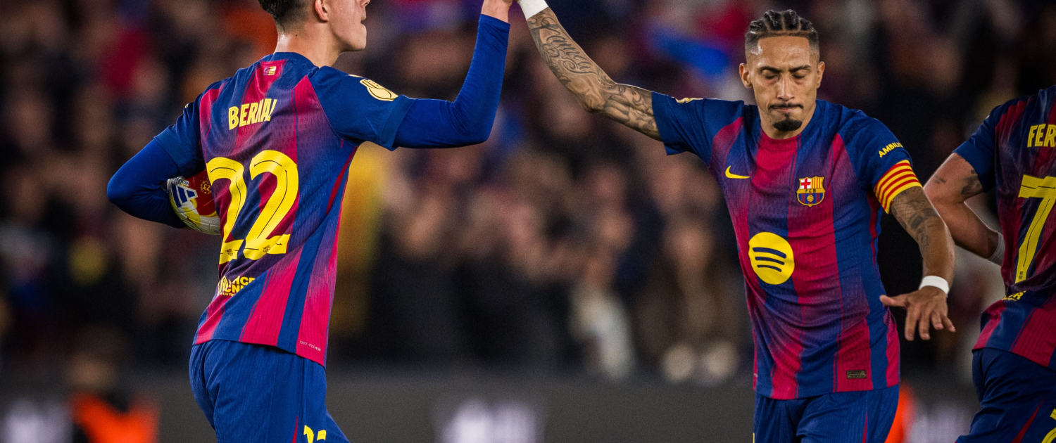 Escudo del club FC Barcelona Presentado por asistencia--blanco Bernal y Raphinha en la plantilla para el primer equipo Osasuna-Barça Fecha de publicación Hace 52 minutos