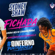 Basket F: Disparo exterior de Sydney Shaw que pega en Disparo exterior de Sydney Shaw que pega en el BAXI Ferrol