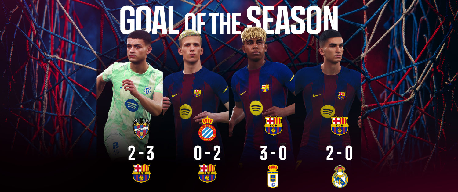 Escudo del club FC Barcelona ¡Vota por el Gol de la Temporada 25/26! Utiliza la app del FC Barcelona para elegir la mejor de las cuatro sugerencias Primer equipo Fecha de publicación Hace 27 Mins