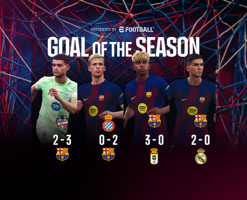 Escudo del club FC Barcelona ¡Vota por el Gol de la Temporada 25/26! Utiliza la app del FC Barcelona para elegir la mejor de las cuatro sugerencias Primer equipo Fecha de publicación Hace 27 Mins