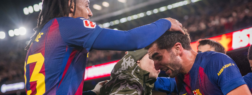 Escudo del FC Barcelona 10 blaugranas en los cuartos de final del Mundial La plantilla de Luis de la Fuente cuenta con ocho jugadores del FC Barcelona y también están Koundé con Francia y Gordon con el primer equipo de Inglaterra Fecha de publicación Hace 1 hora