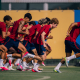 Escudo del FC Barcelona Primera sesión del doble entrenamiento completada Hansi Flick y la plantilla se ejercitan en el campo 2 de la Ciutat Esportiva a partir de las 9.30 horas Primer Equipo Fecha de publicación Hace 42 Minutos